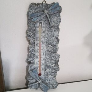 Decorative Dragonfly Wall Thermometer - Blue Gray Dual Scale Display